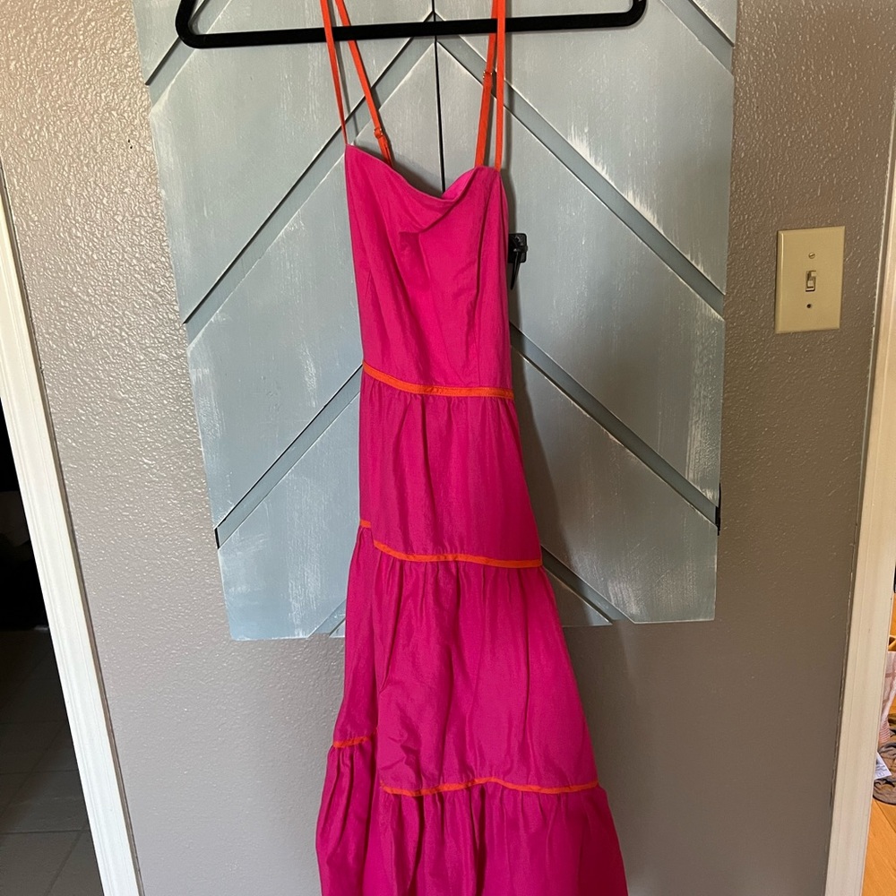 Vibrant Pink and Orange Strappy Dress